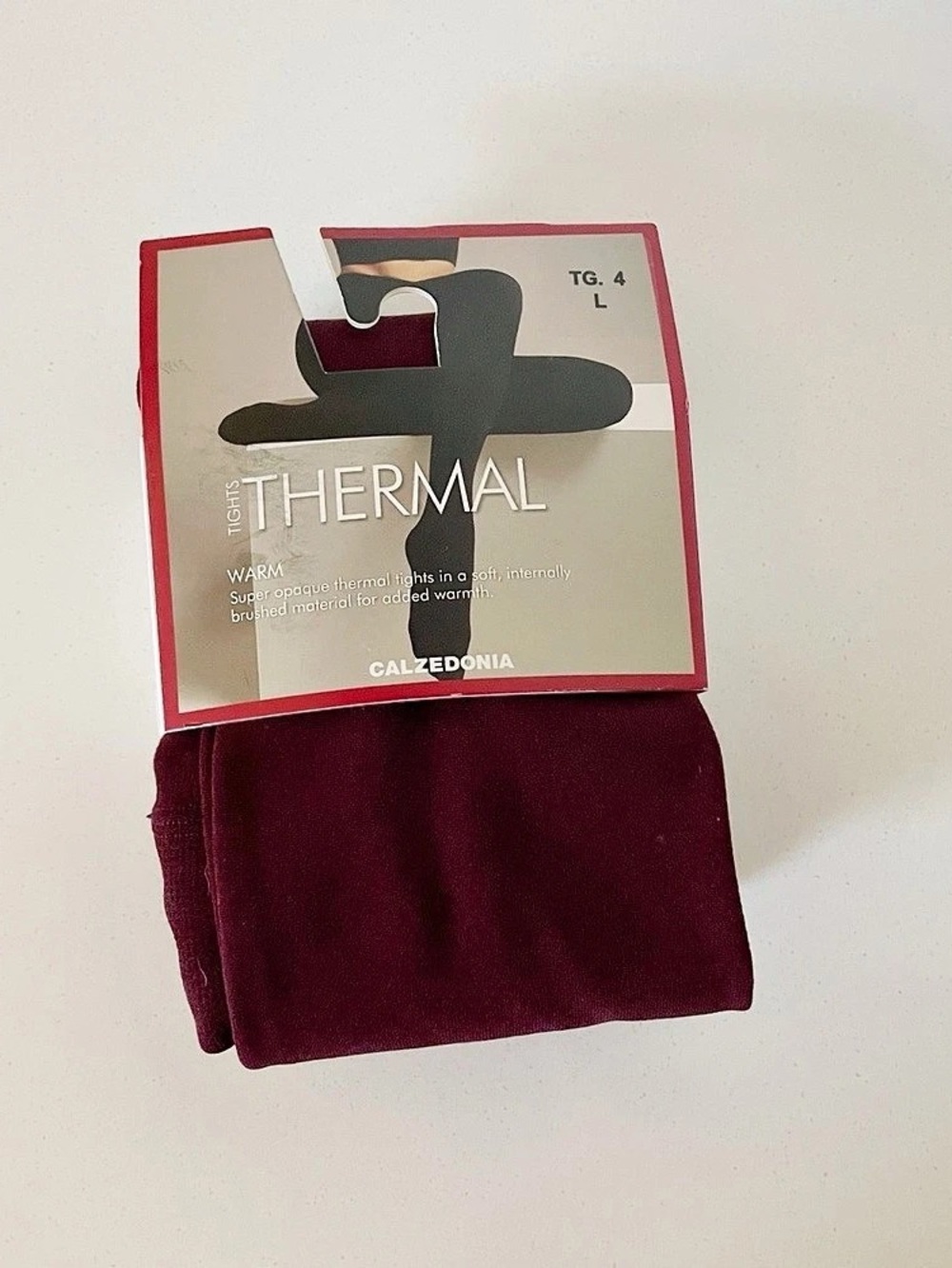Calzedonia Thermal Tights in Burgundy Size Large NWT